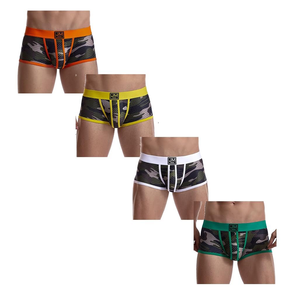 JOCKMAIL 4PCS/Pack Men's Boxer Briefs Mens Underwear Boxer Briefs with Men's Boxer Shorts Camouflage Underwear (as1, alpha, xx_l, regular, regular, White+Yellow+Green+Orange)