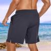difficort Mens Swim Trunks Quick Dry Bathing Suit 9 inch Inseam Board Shorts with Compression Liner and Zipper Pocket,Dark Grey,Medium view 4