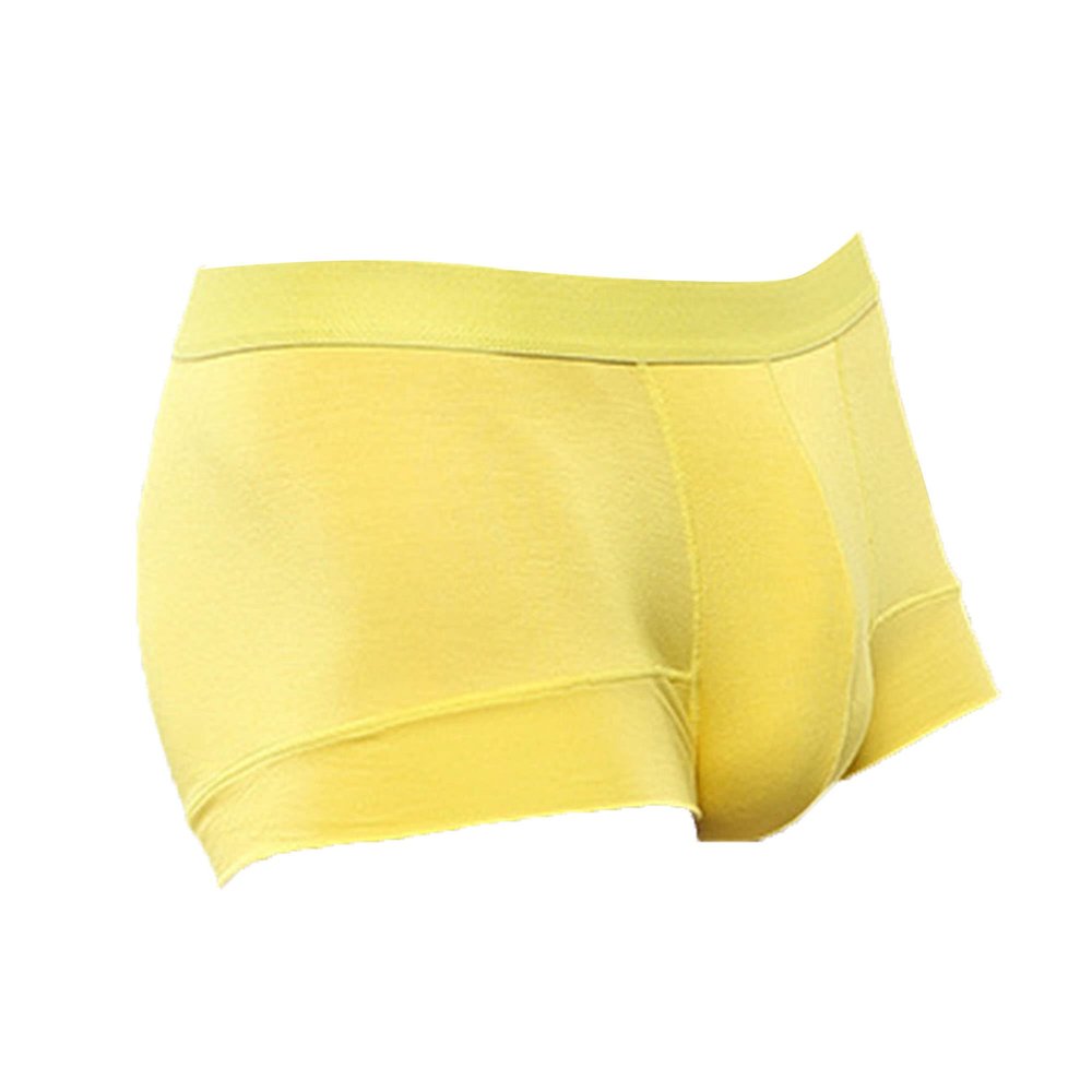JEsilunmaMY Mens Mesh Breathable Sport Boxer Briefs Sexy Ice Silk Hollow Mid Waist Underwear Solid Color Support Pouch Trunks (Yellow20-1PC,XX-Large)