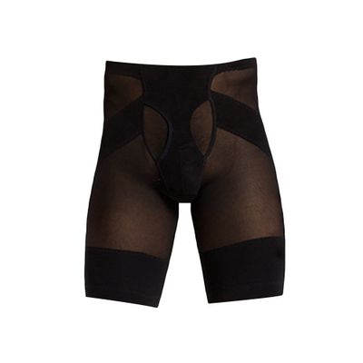 JEsilunmaMY Mens High Waist Slimming Boxer Briefs Tummy Control Shorts Compression Underwear Body Shaper Long Leg Underwear (Black-1PC,Large)