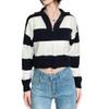 Women's Knitted Zipper American Retro Striped Round Neck Long Sleeved Sweater (as1, Alpha, l, Regular, Regular, Black) view 1