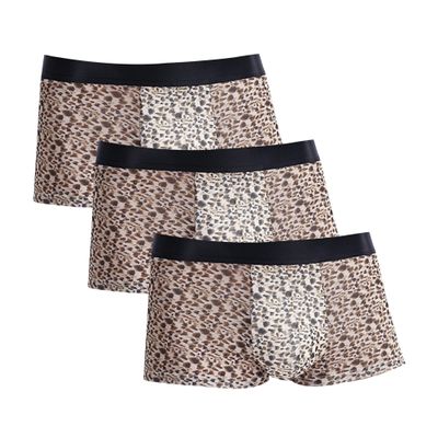 JEsilunmaMY Men's Stretch Support Pouch Boxer Brief Mid Waist Ice Silk Breathable Underwear Lightweight Seamless Trunks (Khaki-3PC,Large)