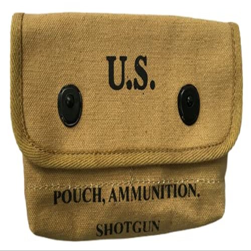 War Equine Militaria U.S Reproduction WWII Shotgun Canvas Ammunition Shell Pouch-Khaki