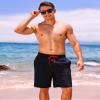 difficort Swim Trunks Men 2 in 1 Swimming Trunks Stretch Beach Board Shorts with Compression Liner Zipper Pocket,Navy,Small view 3