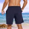 difficort Swim Trunks Men 2 in 1 Swimming Trunks Stretch Beach Board Shorts with Compression Liner Zipper Pocket,Navy,Small view 4