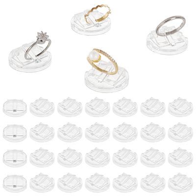 AHANDMAKER 30 Pc Acrylic Ring Display Holder - Transparent Ring Showcase for Selling, Wedding & Home Retail Showcase, Round