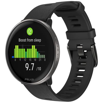 POLAR Ignite 3 Series Titanium Fitness Tracking Smartwatch with AMOLED Display, GPS, Heart Rate Monitoring, Sleep Analysis, and Real-Time Voice Guidance; S-L, for Men or Women, Black Titanium