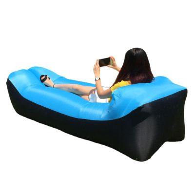 SEALFO Inflatable Chair Air Mattress Tent Foldable Camp Bed Travel Beach Lying Air Sofa GardenFolding Lounger Outdoor Camping Equipment (Color : Sky Blue with Pillow, Size : A)
