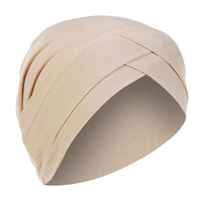 Solid Color Islam Muslim Turban Hats for Women Cancer Chemo Hair Loss Headwrap Hat Hair Covered Wrap Hat (Beige, One Size)