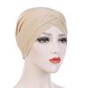 Solid Color Islam Muslim Turban Hats for Women Cancer Chemo Hair Loss Headwrap Hat Hair Covered Wrap Hat (Beige, One Size) view 2