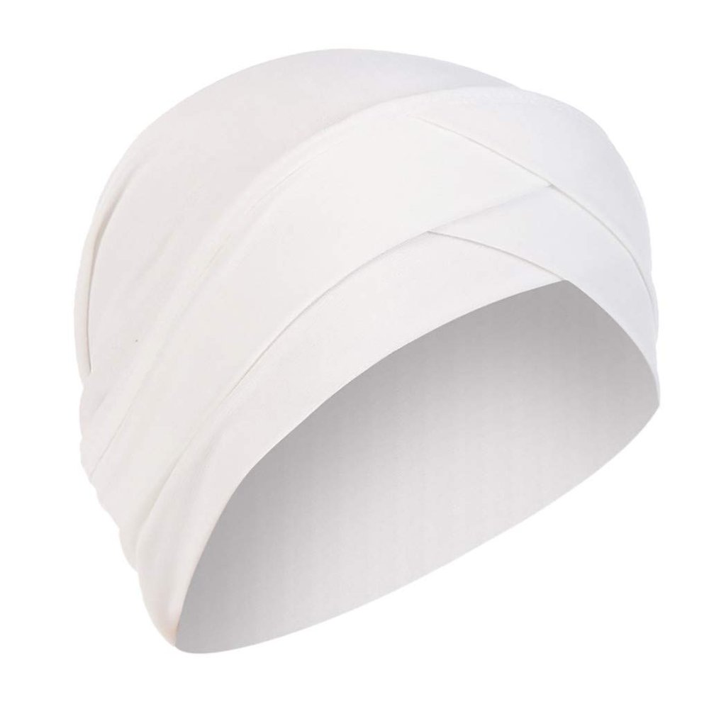 Solid Color Islam Muslim Turban Hats for Women Cancer Chemo Hair Loss Headwrap Hat Hair Covered Wrap Hat (White, One Size)