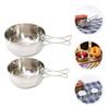 BESPORTBLE 1set Camping Bowl Foldable Handle Stainless Steel Outdoor Cookware for Barbecue Travel and Picnic and Easy to Clean view 3