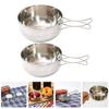 BESPORTBLE 1set Camping Bowl Foldable Handle Stainless Steel Outdoor Cookware for Barbecue Travel and Picnic and Easy to Clean view 4