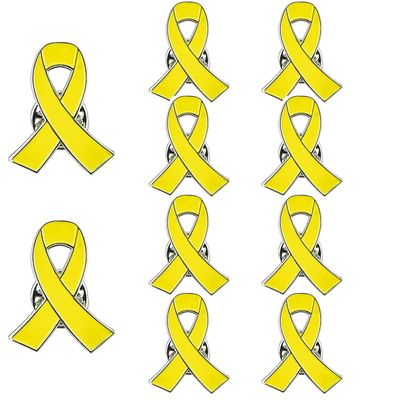10Pcs Ribbon Pin, Mental Health Awareness Multicolor Ribbon Lapel Pins Brooch (Yellow)