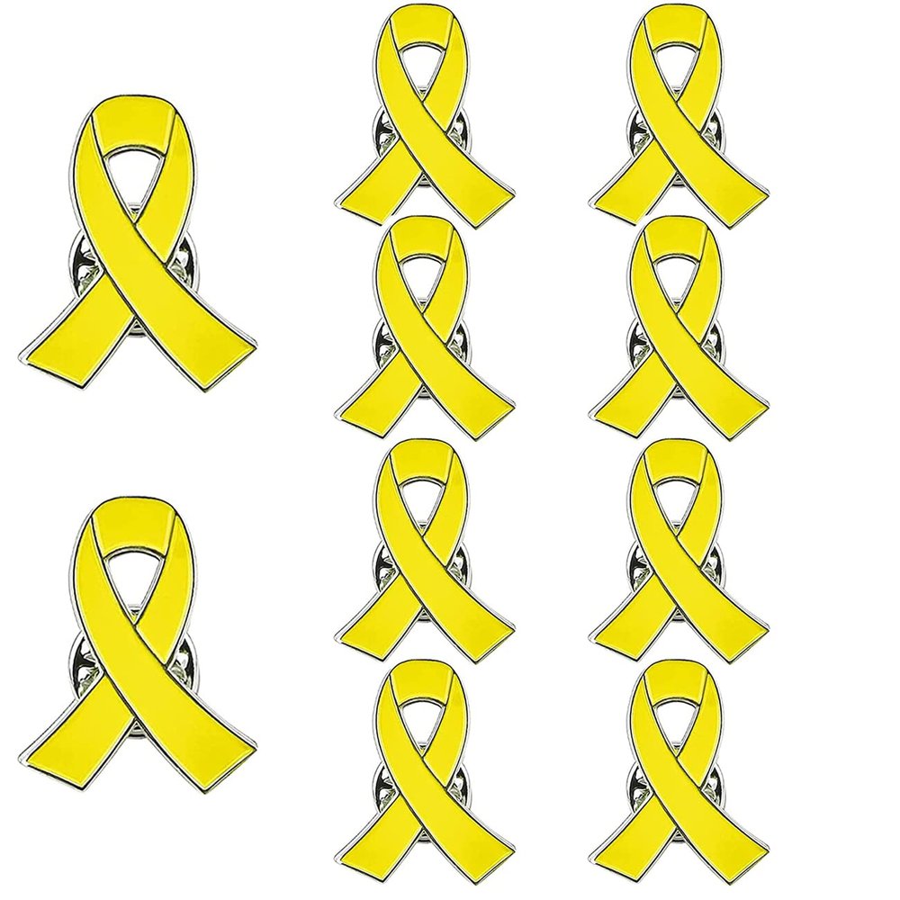 10Pcs Ribbon Pin, Mental Health Awareness Multicolor Ribbon Lapel Pins Brooch (Yellow)
