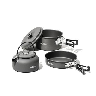 CYGURT Outdoor Camping cookware Set Kettle Fry pan an Aluminum Pot Camping Picnic Portable Pot Set
