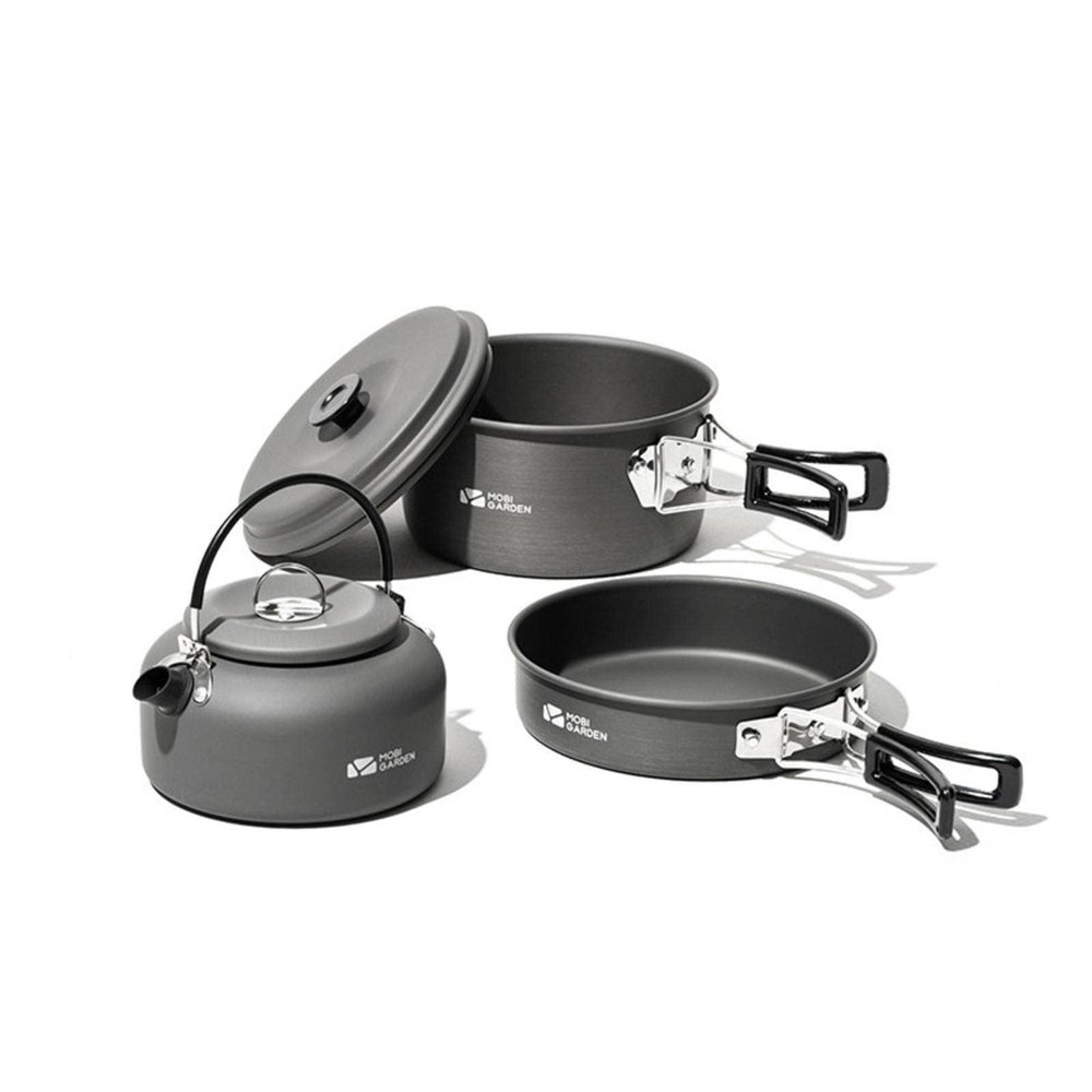CYGURT Outdoor Camping cookware Set Kettle Fry pan an Aluminum Pot Camping Picnic Portable Pot Set