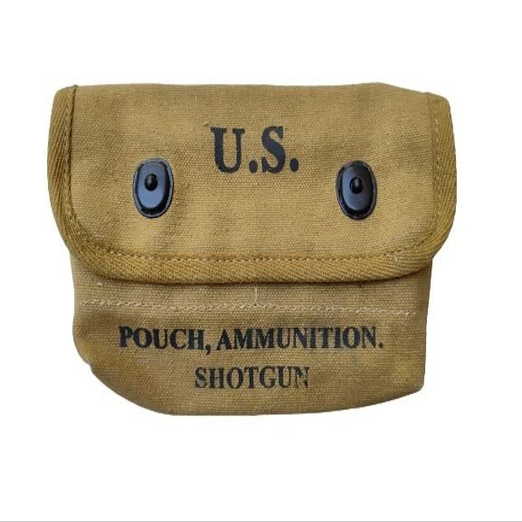 (Pack of 5) U.S Reproduction WWII Shotgun Canvas Ammunition Shell Pouch-Khaki
