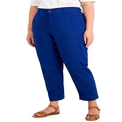 Style & Co Plus Size Curve Leg Cargo Pants Admiral Blue 24W