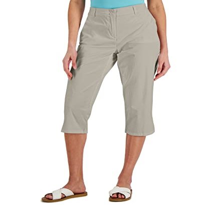 Karen S Women's Comfort-Waist Capri Pants Gray Stonewall 10