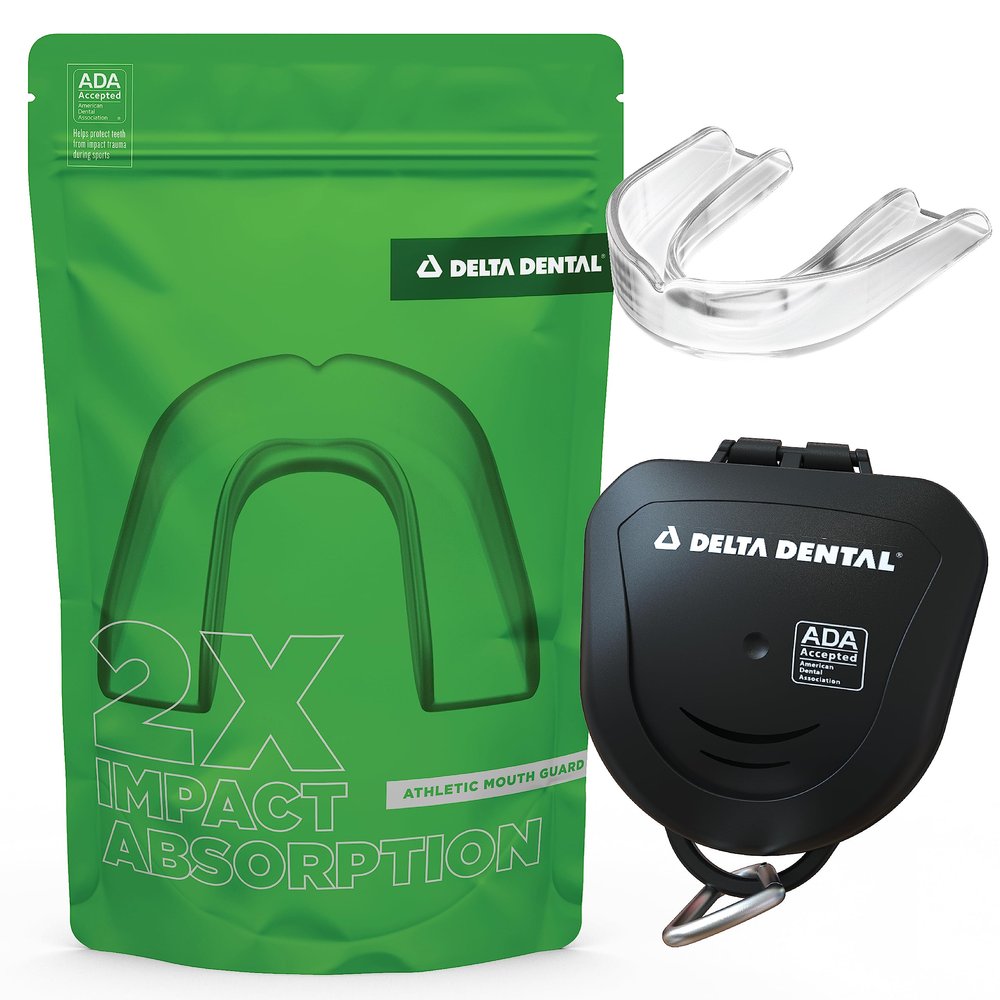 Delta Dental Athletic Sports Mouth Guard - ADA Accepted - 2X The Impact Absorption - Works with Braces 1 Pack No Strap (Adult, Clear No Strap)