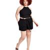 Trendy Plus Size High Rise Shorts Deep Black 2X view 1