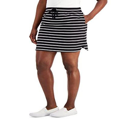 Karen S Striped Pull On Skort Deep Black XL