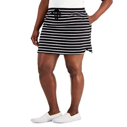 Karen S Striped Pull On Skort Deep Black XL