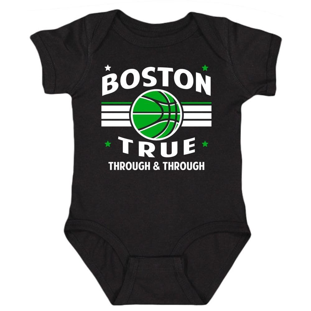 Xtreme Apparrel Boston Retro Team Kid's Bodysuit for Basketball Fans (Black, 6M)
