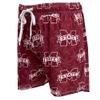 Wes and Willy NCAA Mens Palm Tree Swim Trunk, Mississippi State Bulldogs, TAM Maroon, L view 1