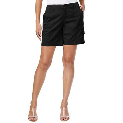 Style Women's Petite Comfort-Waist Cargo Shorts Black