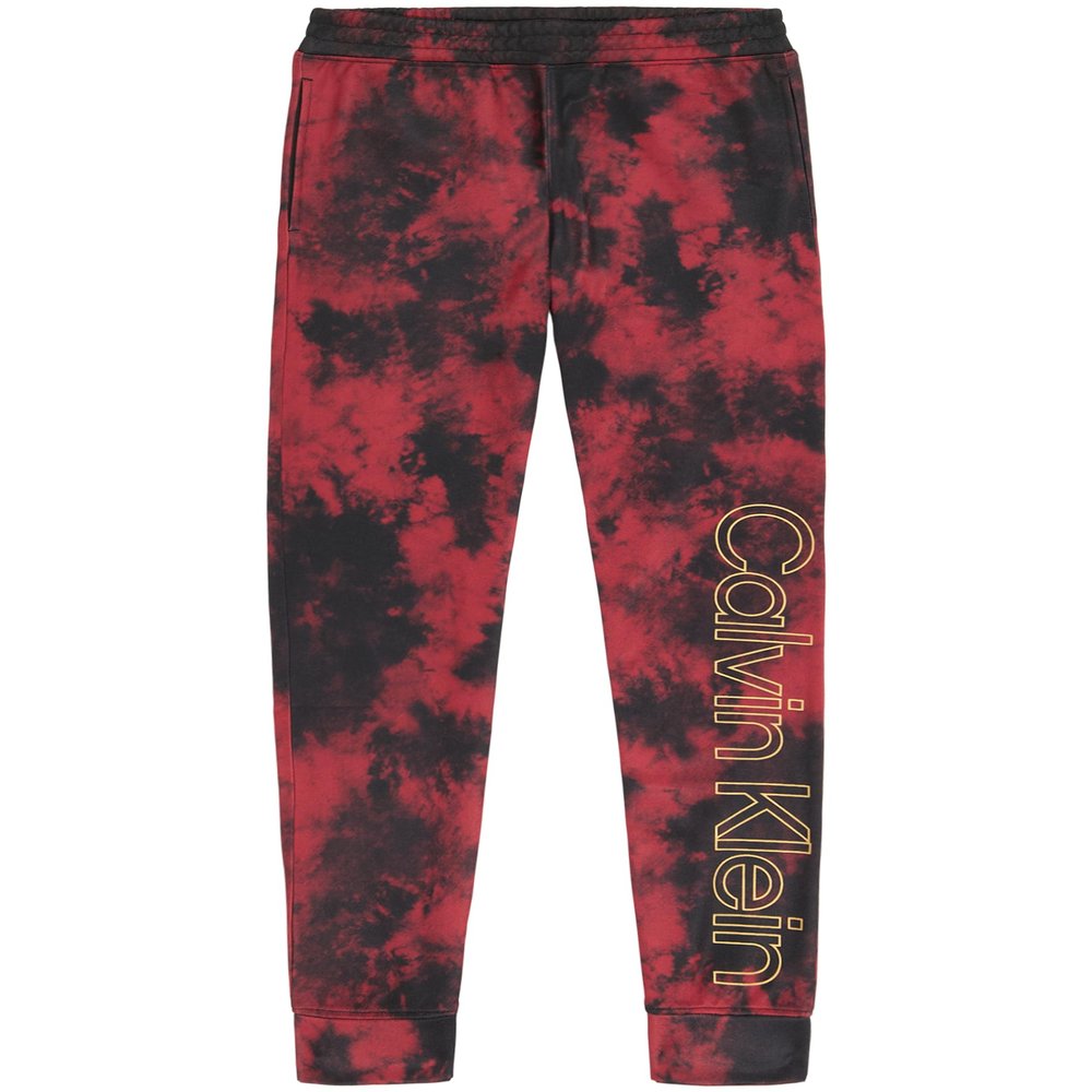 Calvin Klein Boys' Pull-On Fleece Jogger Sweatpants, Drawstring Closure, Performance Red Acid, 10-12