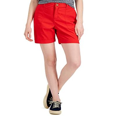 Style Women's Rolled Cuff Bermuda Shorts Red