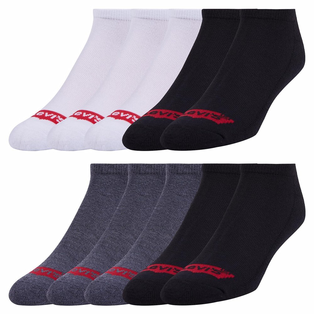 Levi's Mens 8 Pairs Crew Low Cut No Show Ankle Socks for Men Premium Athletic Men's Shoe Size 8-12