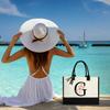 JOJHDR Initial Canvas Beach Tote Bag with Printed letter,Personalized Gifts for Women,Mom,Friends,Teachers and Bridesmaids(Letter G) view 2