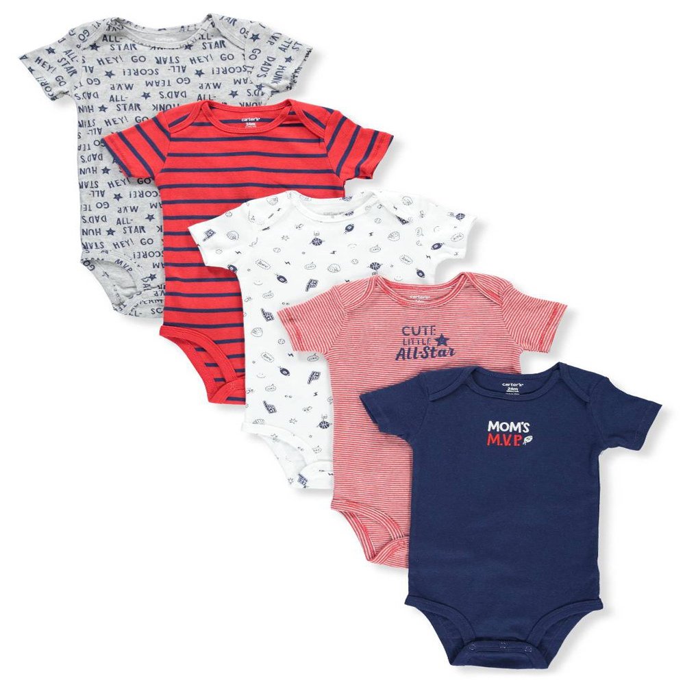 Carter's Baby Boys 5 Pack Bodysuit Set (Daddy's Wild One, 12 Months)