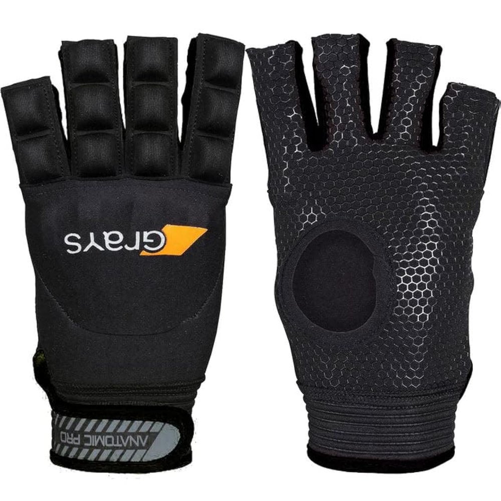 GRAYS Black Left Medium Outdoor Field Hockey Gloves | Anatomic Pro Field (Fingerless)