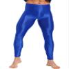 Moily Mens Thin Glossy Nylon Compression Baselayer Thermal Long Johns Underwear Footless Tights Blue Medium view 4
