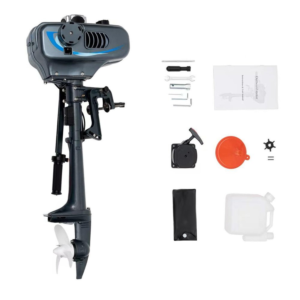 Cbhfmljd 2-Stroke 3.5HP Heavy Duty Outboard Motor Boat Engine W/Water Cooling System Outboard Trolling Motor Inflatable Fishing Boat Engine For Rubber Boats, Inflatable Boats, Fishing Boats