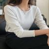 Women's T-Shirt Ribbed Knit Lettuce Trim Tee T-Shirt for womenCARRIESU (Size : Small) view 1