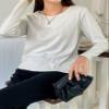Women's T-Shirt Ribbed Knit Lettuce Trim Tee T-Shirt for womenCARRIESU (Size : Small) view 3