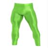 Moily Mens Thin Glossy Nylon Compression Baselayer Thermal Long Johns Underwear Footless Tights Fluorescent Green Medium view 1