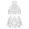 iiniim Girls Sequins Latin Jazz Salsa Ballet Dance Performance Dress Kids Crop Top with Tassel Tutu Skirt Dancewear Silver 9-10 Years view 1