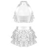 iiniim Girls Sequins Latin Jazz Salsa Ballet Dance Performance Dress Kids Crop Top with Tassel Tutu Skirt Dancewear Silver 9-10 Years view 2