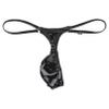 iiniim Mens's Low Rise Black Leather Bikini G-String Thong Lingerie with Open Pouch Mini Type B XX-Large view 1