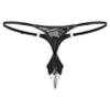 iiniim Mens's Low Rise Black Leather Bikini G-String Thong Lingerie with Open Pouch Mini Type B XX-Large view 2