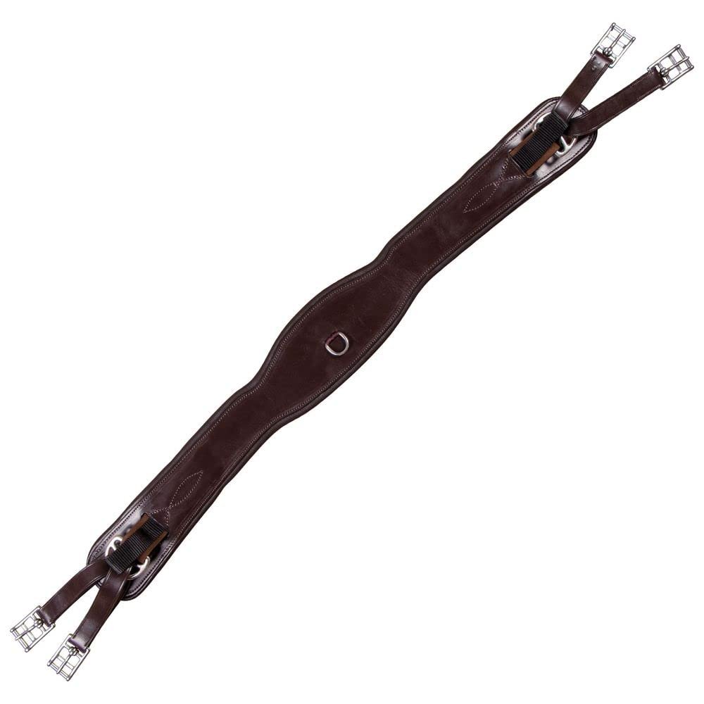 Joseph Sterling Millennium 3000 Contour Shaped Girth for Horses | Size 44 | Supple Sedgwick Leather | Comfortable Wide Belly Band | Easy Tightening | Durable Stainless Steel Buckles