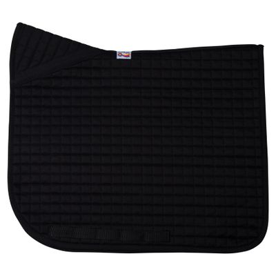 Dura-Tech V-Free Dressage Pad | Color Black | Custom Fit for Warmbloods & Muscled Dressage Horses | 100% Cotton | V-Free Wither Design | Secure Billet Straps | Optimal Dimensions