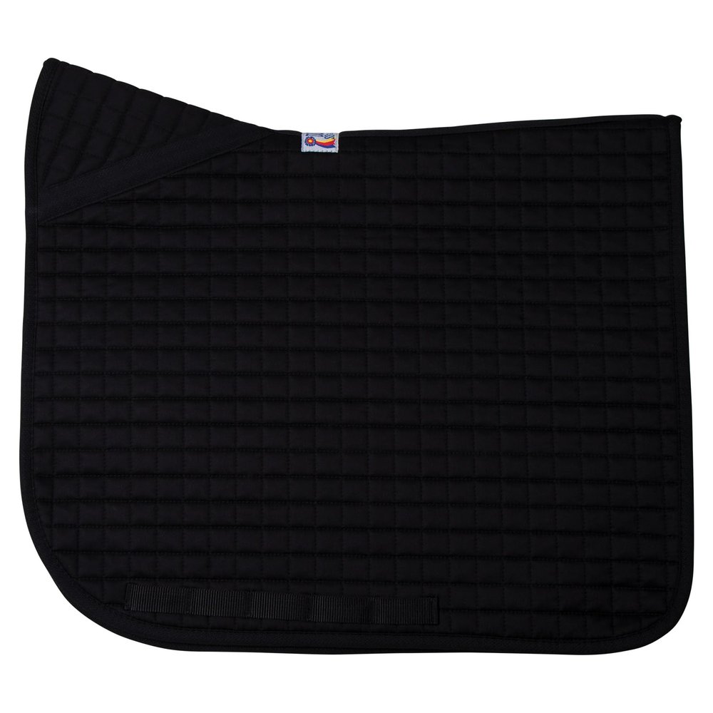 Dura-Tech V-Free Dressage Pad | Color Black | Custom Fit for Warmbloods & Muscled Dressage Horses | 100% Cotton | V-Free Wither Design | Secure Billet Straps | Optimal Dimensions