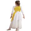 TiaoBug Kids Girls One Shoulder Color Block Praise Dance Dress Tunic Worship Robe Dress Lyrical Liturgical Costume Yellow 10 Years view 2